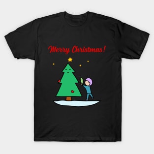 Merry Christmas - Sustainable Tree (Black) T-Shirt